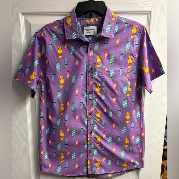 NWT Sovereign Code Kids Legacy Surfboard Short Sleeve Button Up Shirt Size XL - Picture 1 of 4
